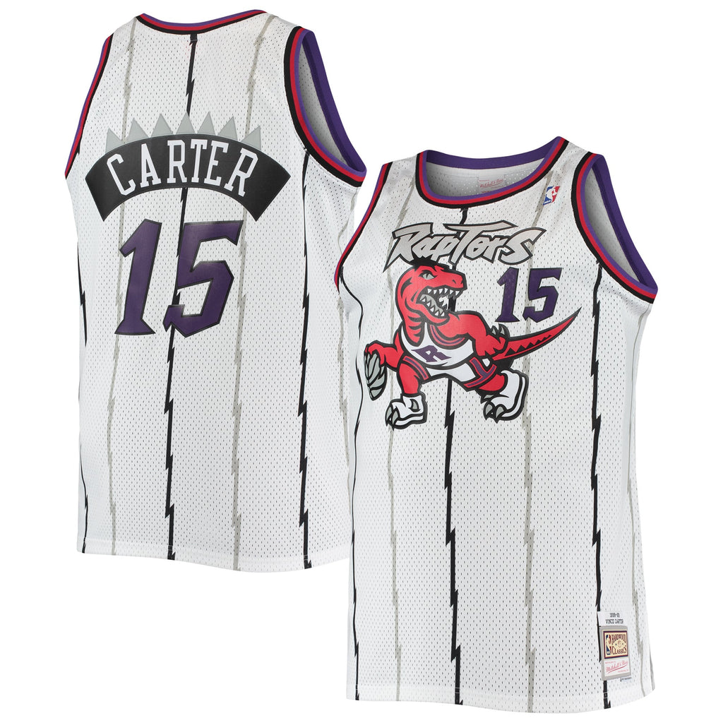 Toronto Raptors Vince Carter Mitchell & Ness White 1998/99 Big & Tall Hardwood Classics Swingman Jersey for Men product