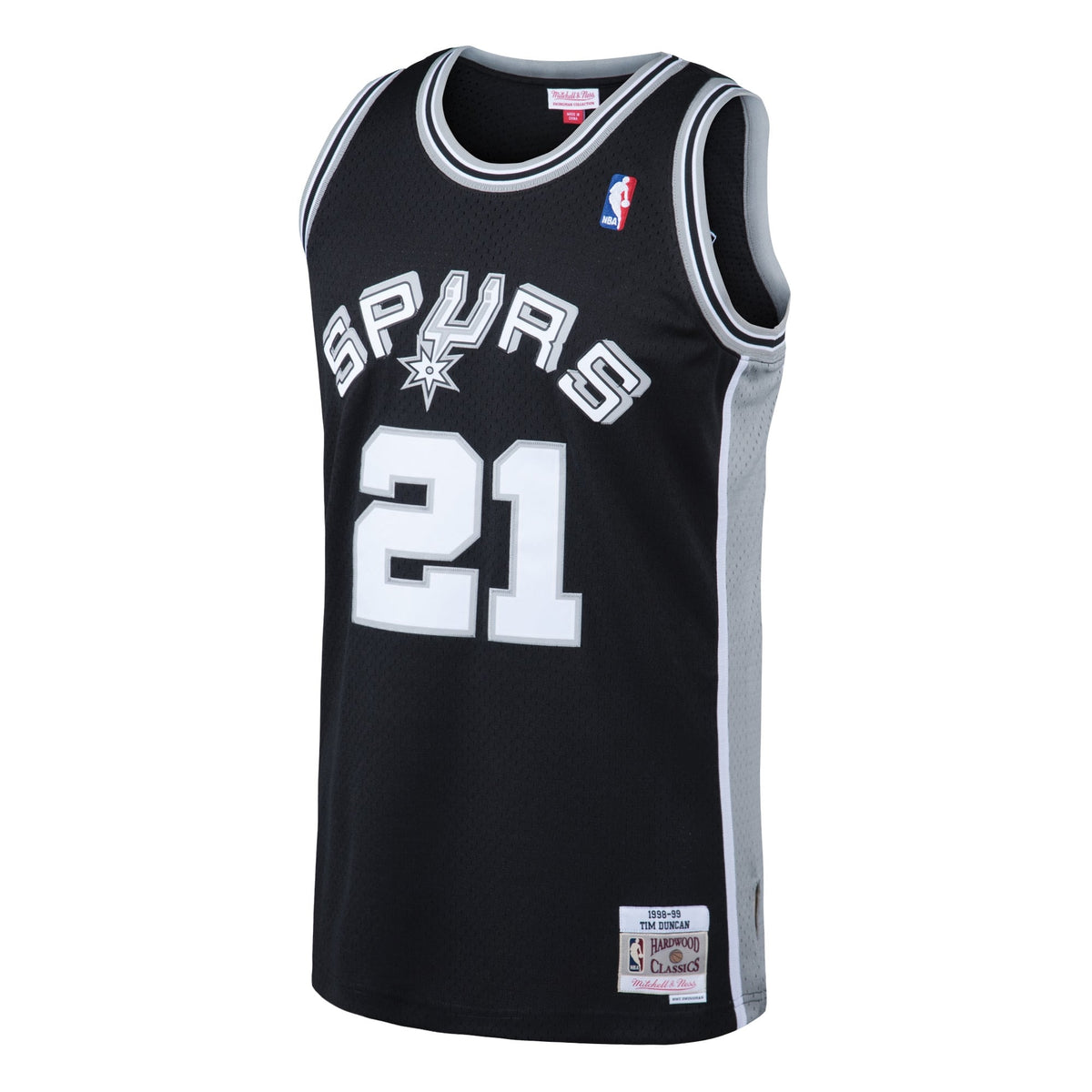 San Antonio Spurs Tim Duncan Mitchell & Ness Black 1998/99 Hardwood Classics Swingman Jersey for Men product image 3,