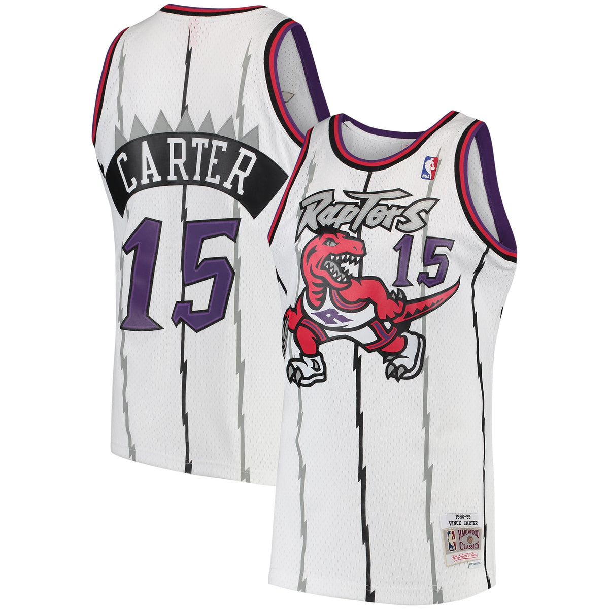Toronto Raptors Vince Carter Mitchell & Ness White 1998/99 Hardwood Classics Swingman Jersey for Men product image 1,