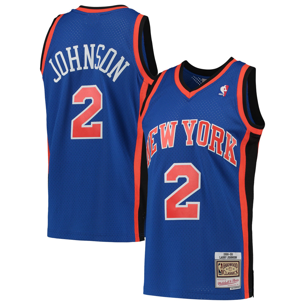 New York Knicks Larry Johnson Mitchell & Ness Blue 1998/99 Hardwood Classics Swingman Jersey for Men product image 2,