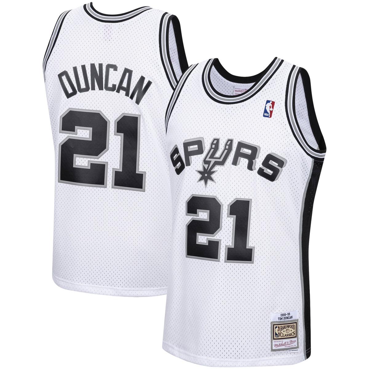 San Antonio Spurs Tim Duncan Mitchell & Ness White 1998/99 Hardwood Classics Swingman Jersey for Men product image 2,