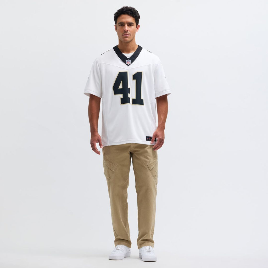 New Orleans Saints Alvin Kamara White Vapor F.U.S.E. Limited Jersey product image 6, provided for visual reference and