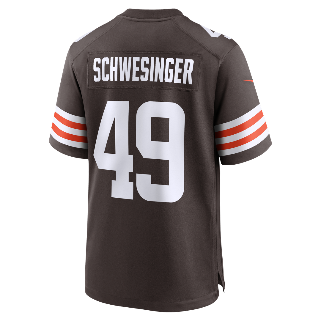 Cleveland Browns Carson Schwesinger Brown 2025 NFL Draft Game Jersey product image 3, provided for visual reference and