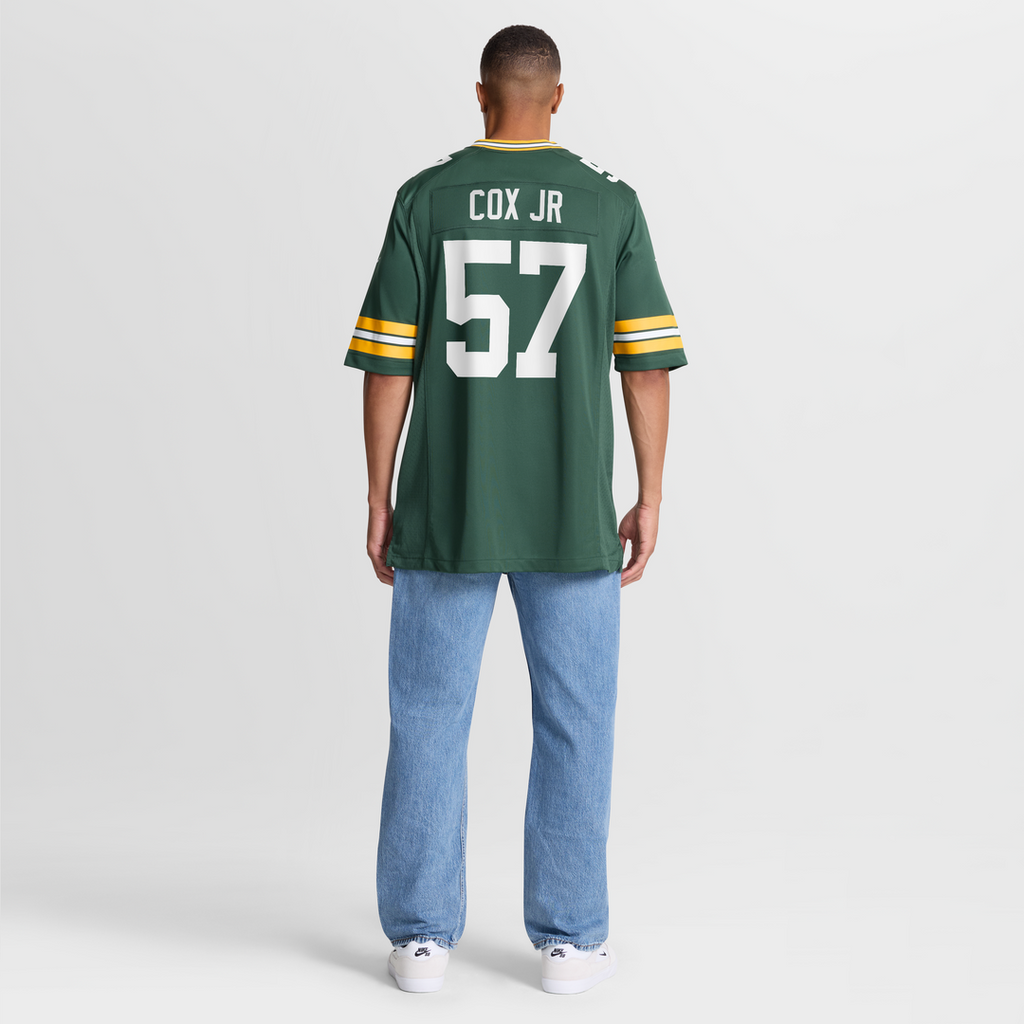 Green Bay Packers Brenton Cox Jr. Green Game Jersey product image 8, provided for visual reference and product detail review