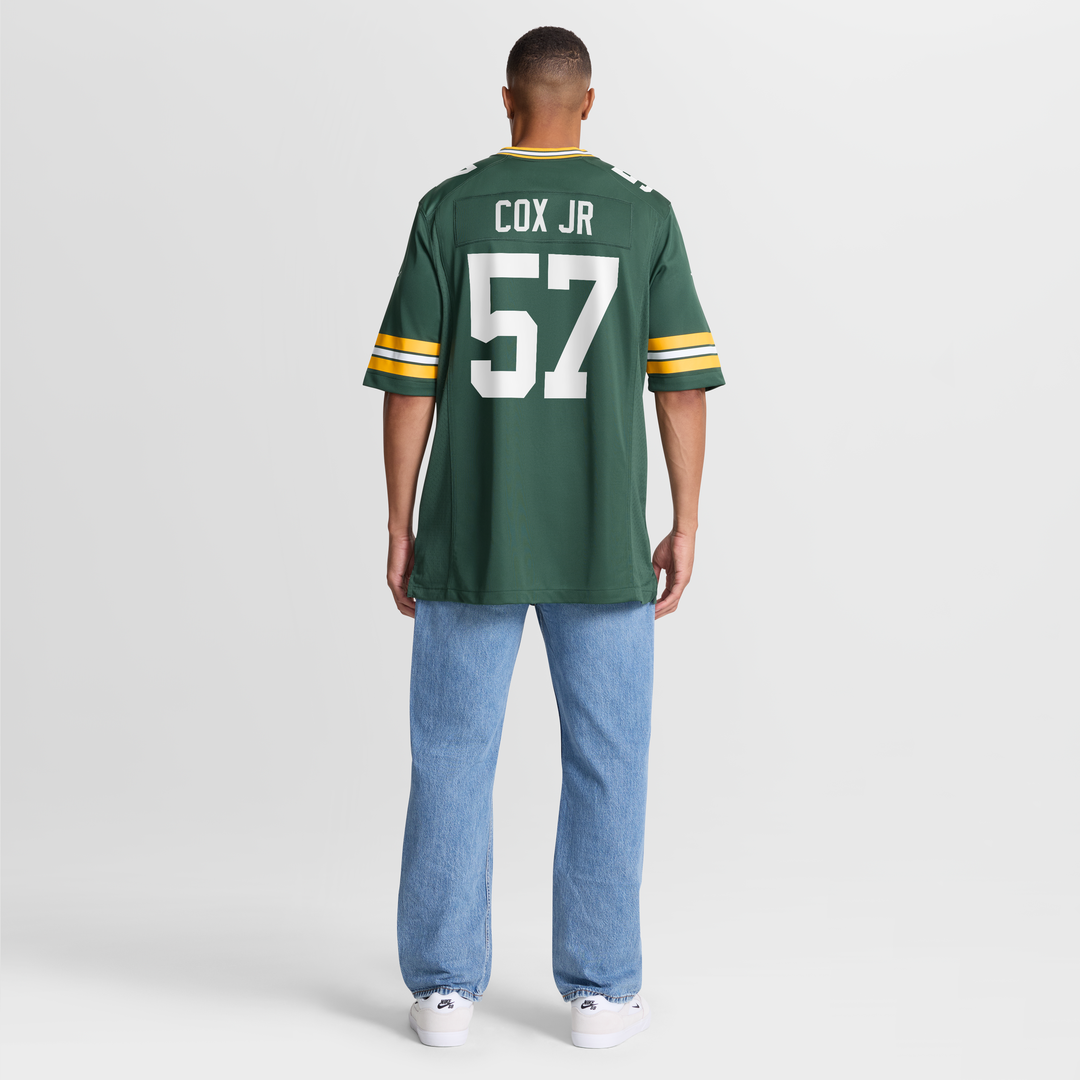 Green Bay Packers Brenton Cox Jr. Green Game Jersey product image 8, provided for visual reference and product detail review
