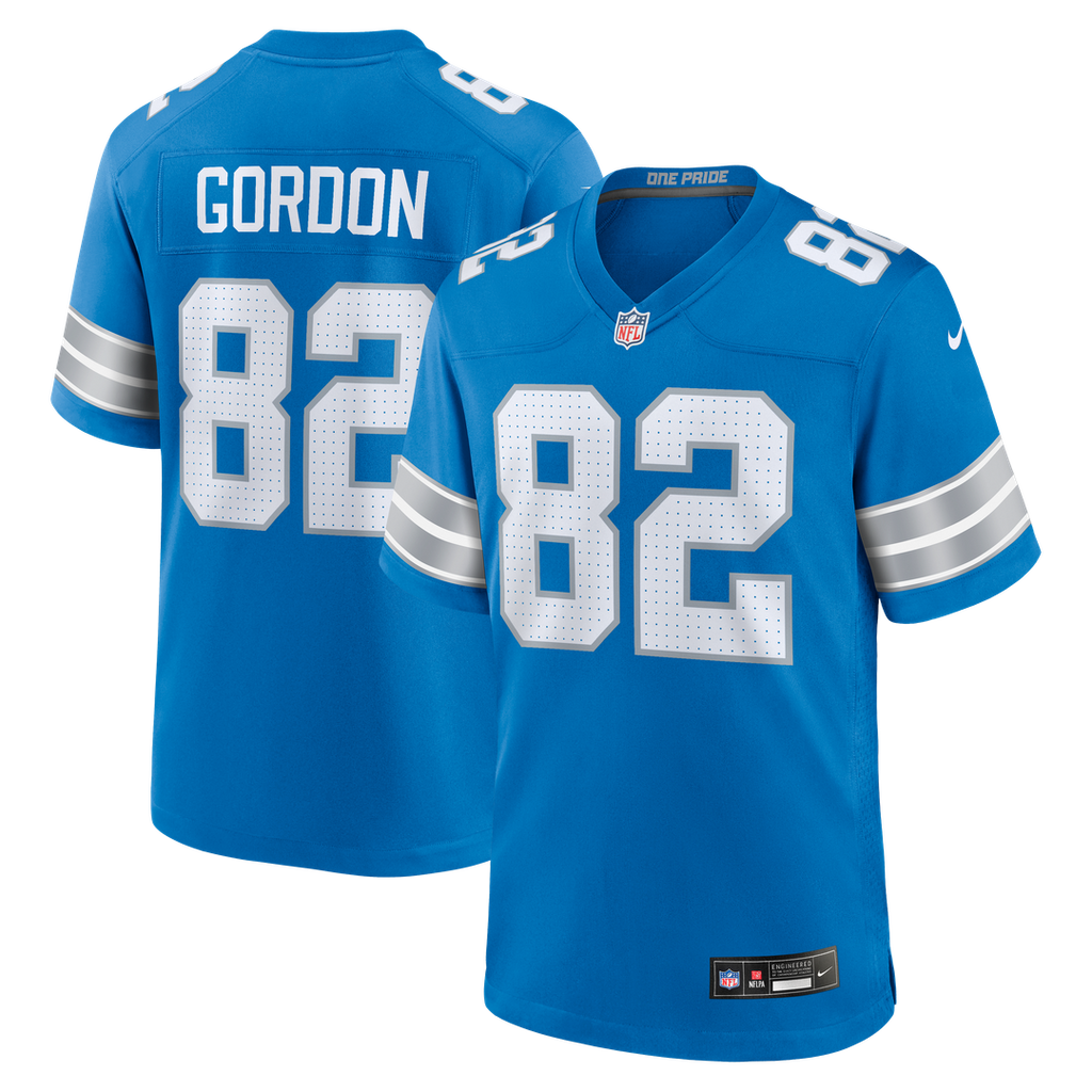 Detroit Lions Thomas Gordon Blue Team Game Jersey product image 1, provided for visual reference and product detail review