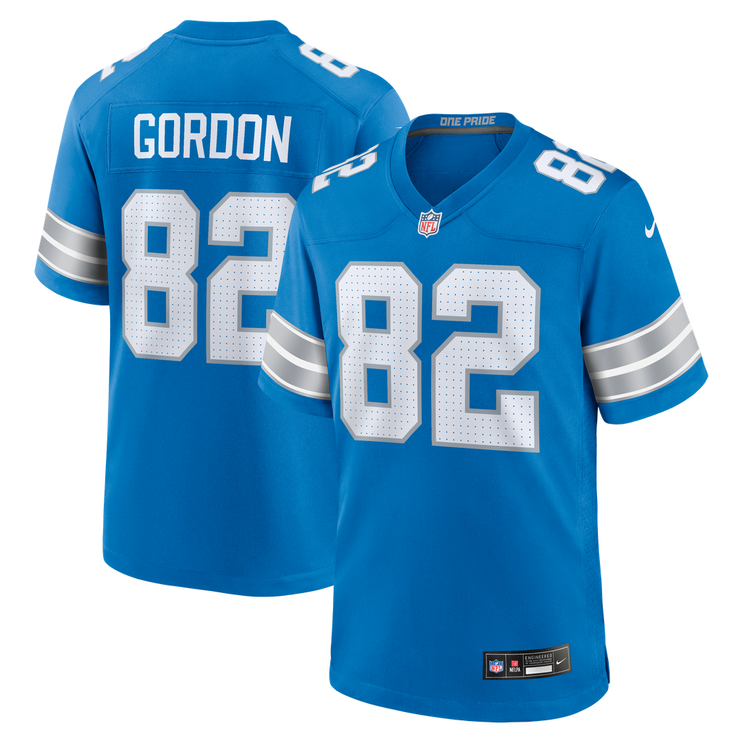Detroit Lions Thomas Gordon Blue Team Game Jersey product image 1, provided for visual reference and product detail review