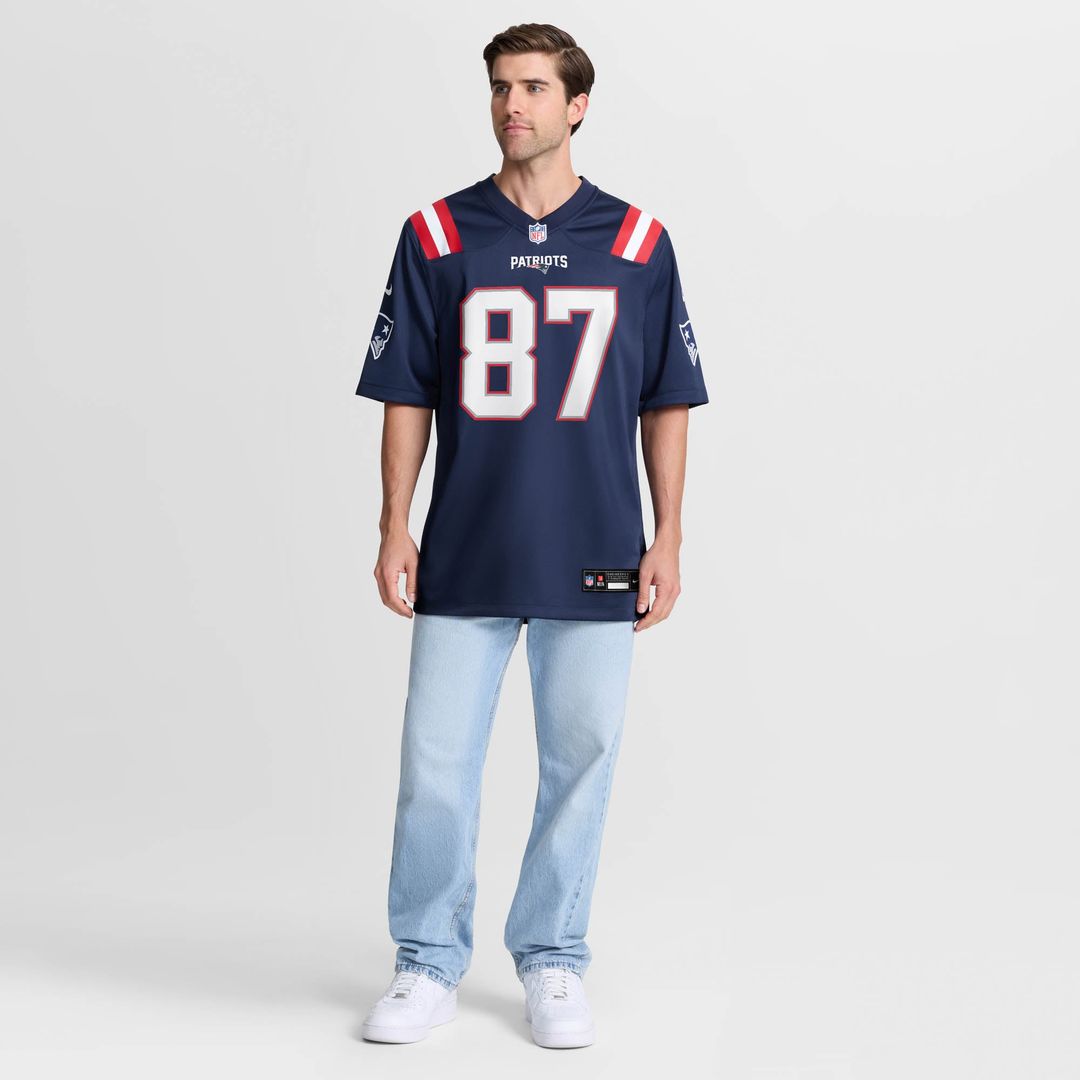 New England Patriots Romeo Doubs Navy Game Jersey product image 4, provided for visual reference and product detail review