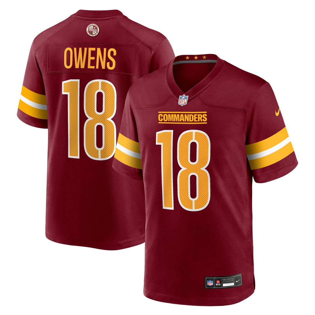 Washington Commanders Tyler Owens Burgundy Team Game Jersey product image 1, provided for visual reference and product