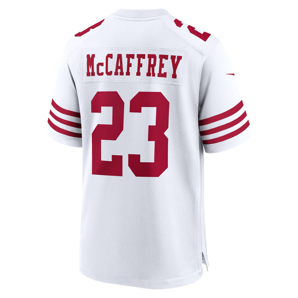 San Francisco 49ers Christian McCaffrey White 80th Anniversary Game Jersey product image 3, provided for visual reference