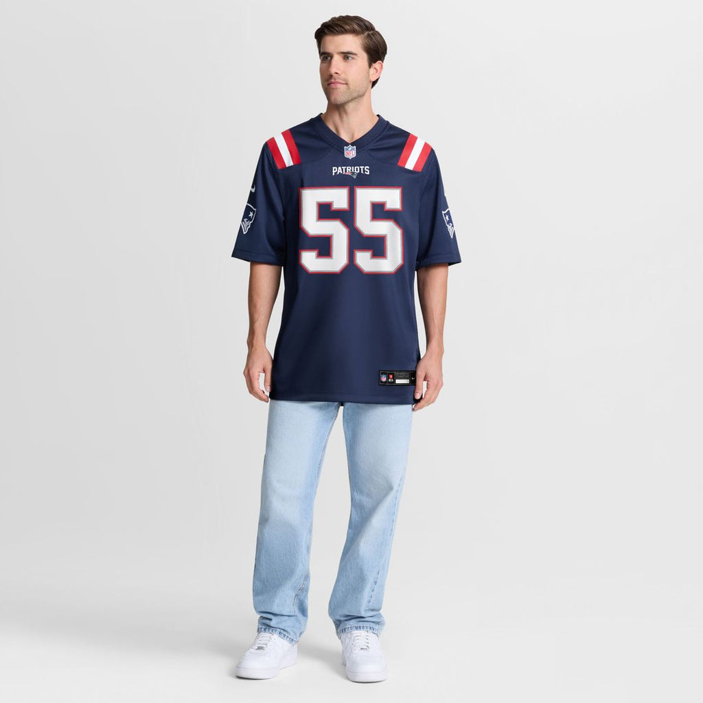 New England Patriots Jared Wilson Navy Team Game Jersey product image 2, provided for visual reference and product detail