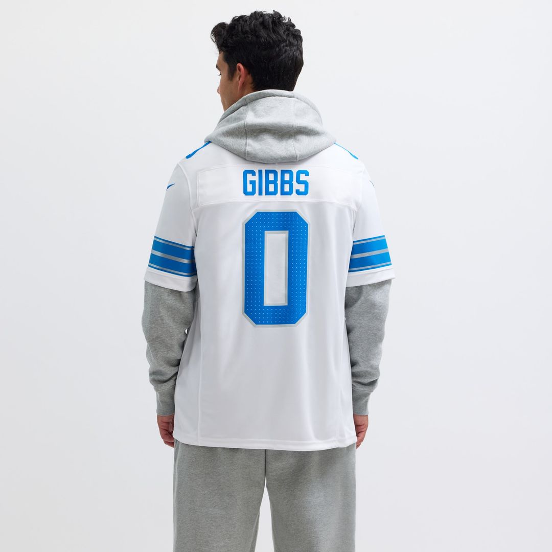 Detroit Lions Jahmyr Gibbs White Vapor F.U.S.E. Limited Jersey product image 5, provided for visual reference and product