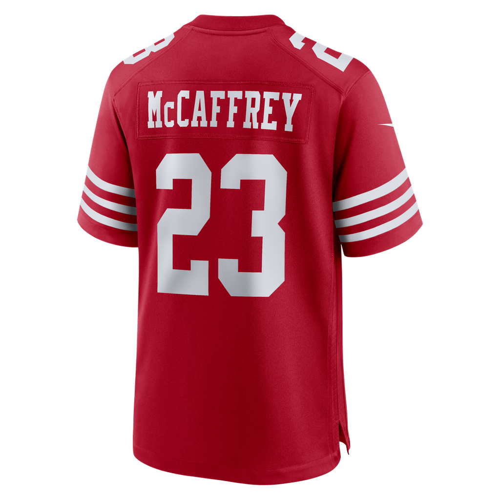 San Francisco 49ers Christian McCaffrey Scarlet Game Player Jersey product image 18, provided for visual reference and