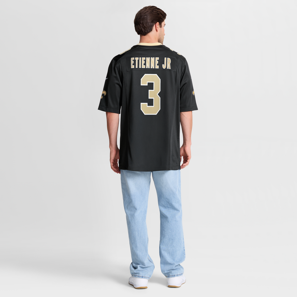 New Orleans Saints Travis Etienne Jr Black Game Jersey product image 3, provided for visual reference and product detail
