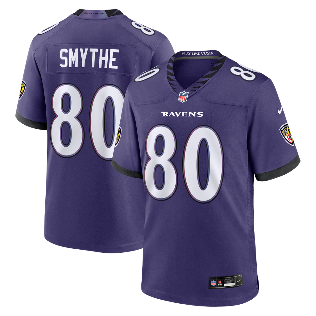 Baltimore Ravens Durham Smythe Purple Team Game Jersey product image 1, provided for visual reference and product detail