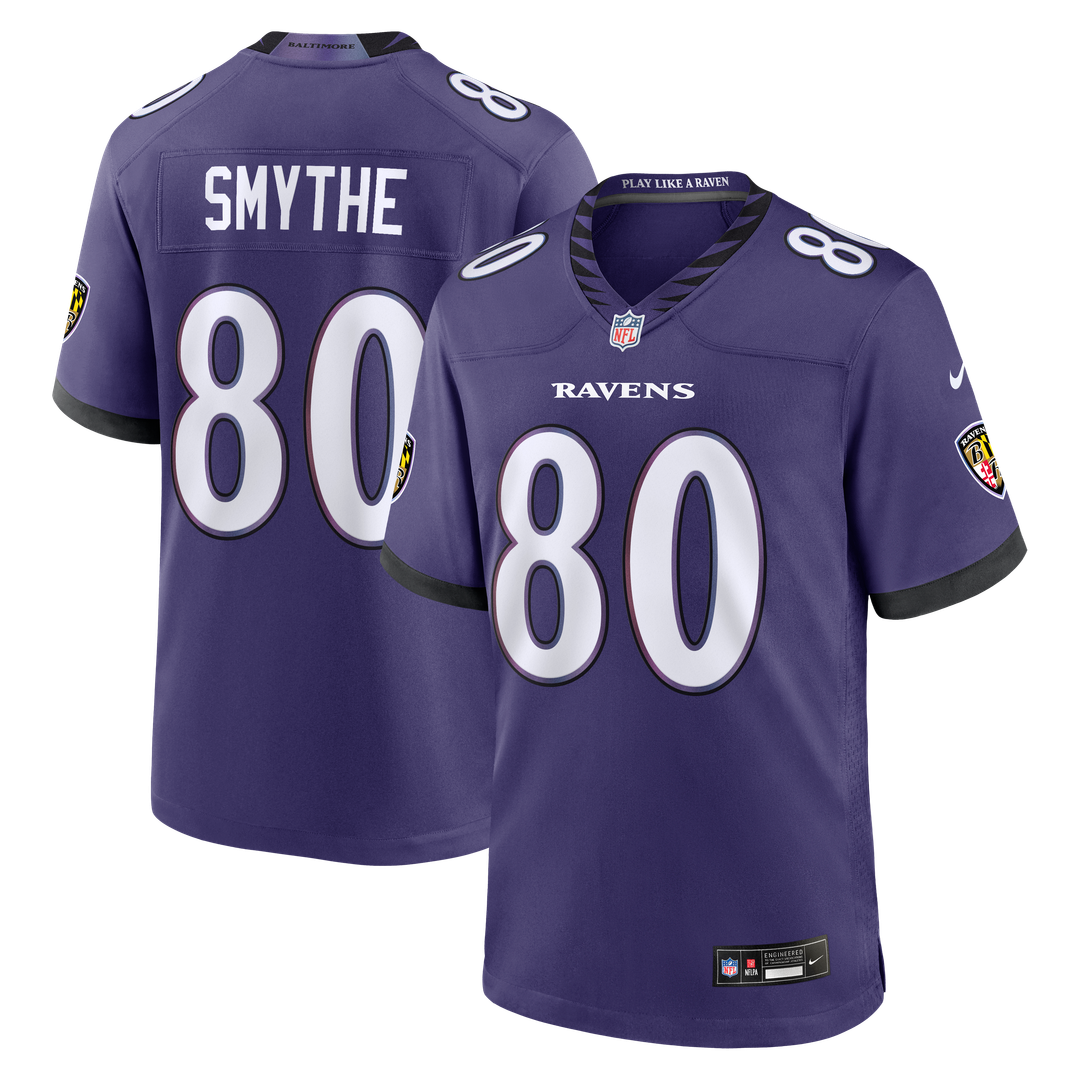 Baltimore Ravens Durham Smythe Purple Team Game Jersey product image 1, provided for visual reference and product detail
