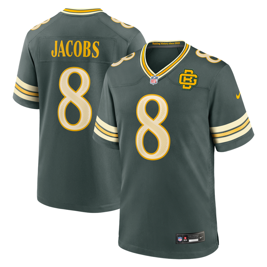 Green Bay Packers Josh Jacobs Green 2026 Rivalries Collection Game Jersey product image 1, provided for visual reference and