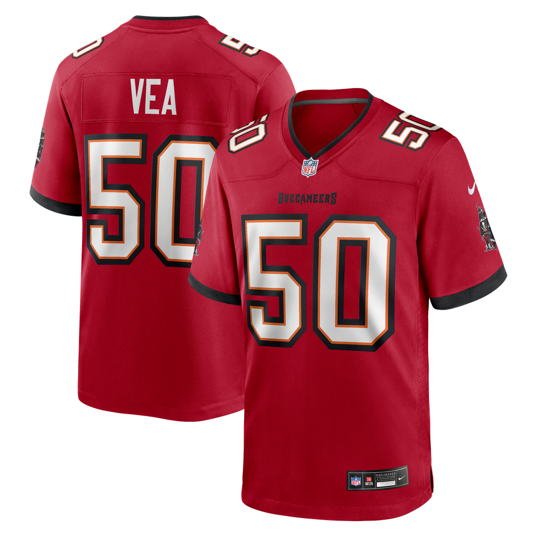 Tampa Bay Buccaneers Vita Vea Red Game Jersey product image 1, provided for visual reference and product detail review