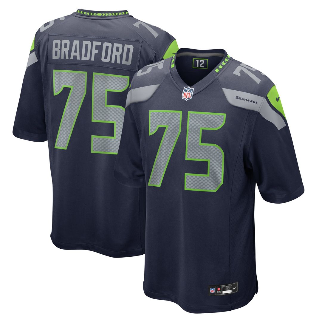 Seattle Seahawks Anthony Bradford College Navy Game Jersey product image 1, provided for visual reference and product detail
