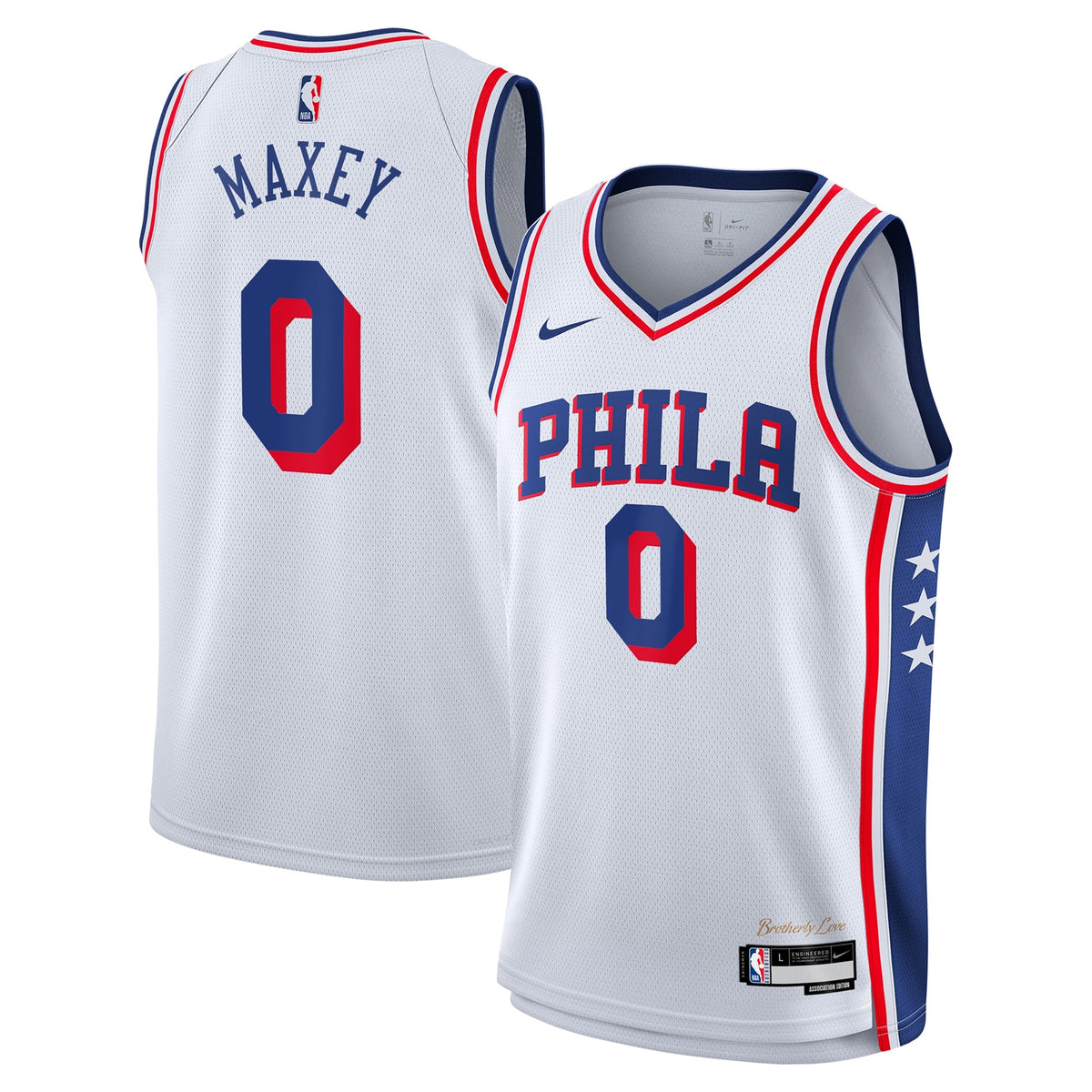 Tyrese Maxey Philadelphia 76ers Swingman Association Jersey - White - Youth product image 2, provided for visual reference