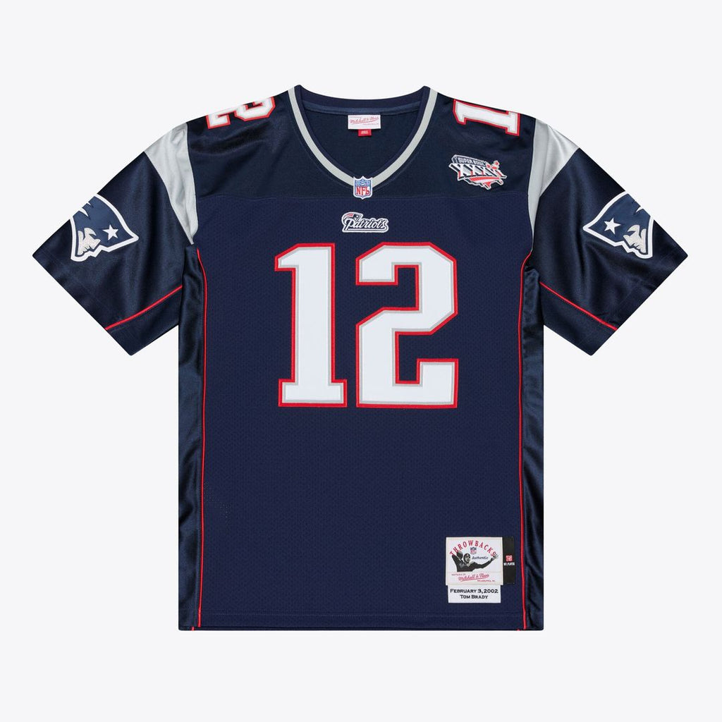 New England Patriots Tom Brady Navy Super Bowl XXXVI Authentic Throwback Jersey product image 1, provided for visual