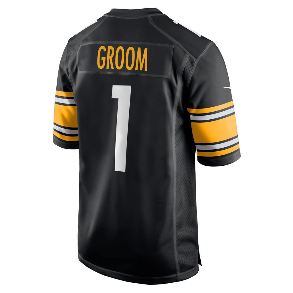 Pittsburgh Steelers Number 1 Groom Black Game Jersey product image 3, provided for visual reference and product detail review