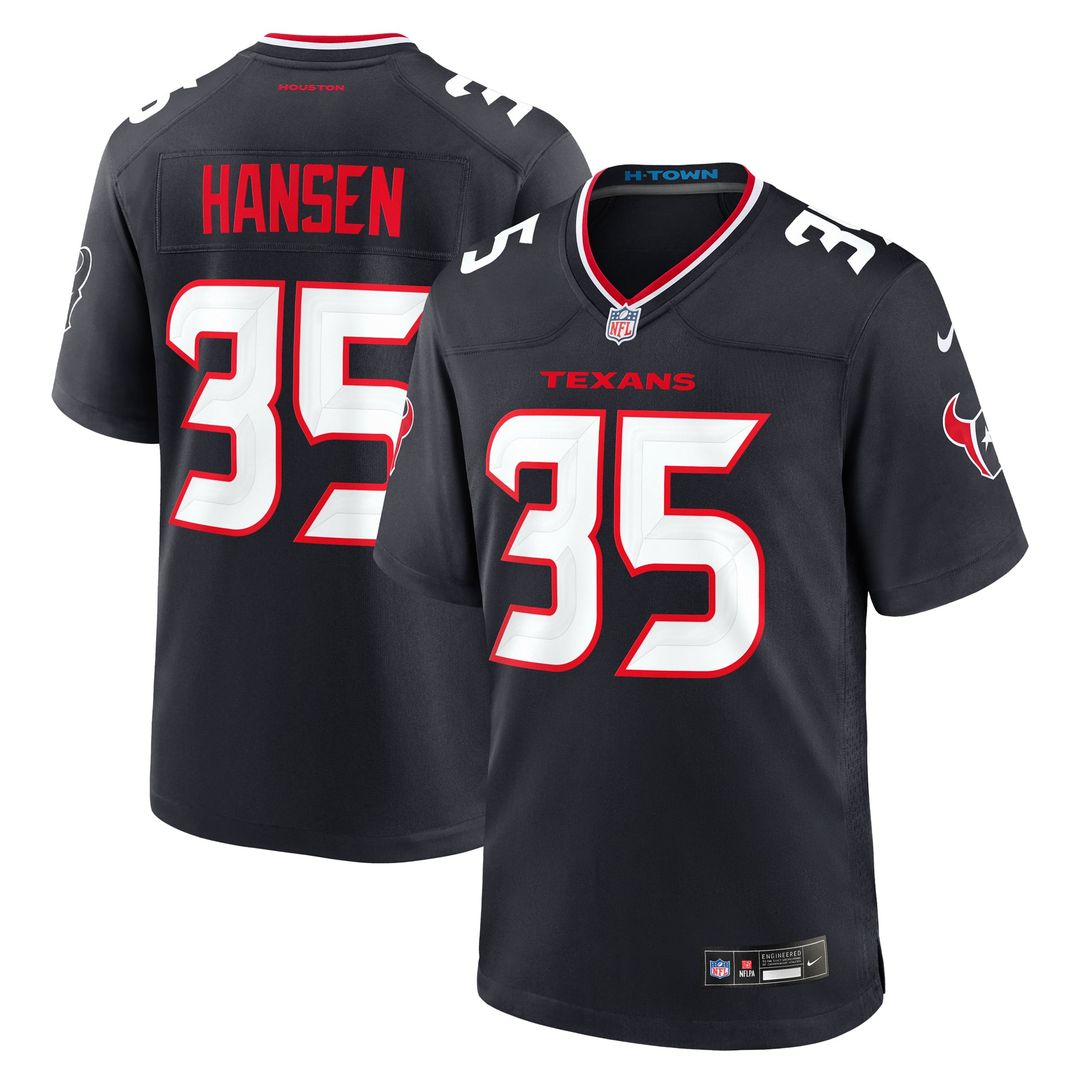 Houston Texans Jake Hansen Navy Team Game Jersey product image 1, provided for visual reference and product detail review