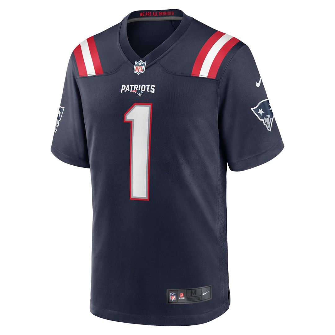 New England Patriots Number 1 Dad Navy Game Jersey product image 2, provided for visual reference and product detail review