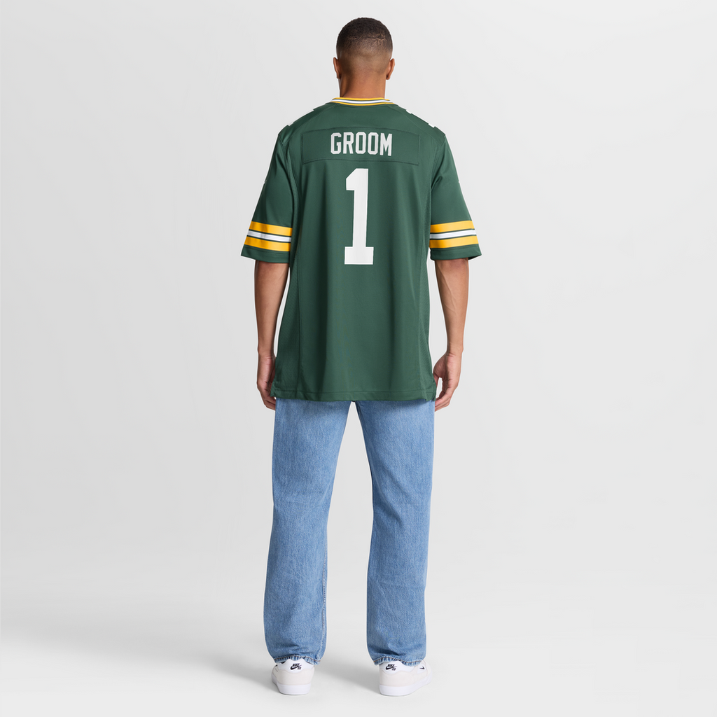 Green Bay Packers Number 1 Groom Green Game Jersey product image 8, provided for visual reference and product detail review