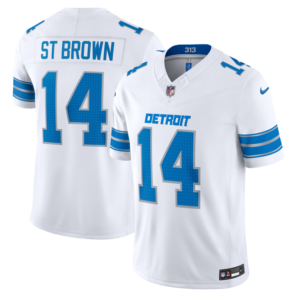 Detroit Lions Amon-Ra St. Brown White Vapor F.U.S.E. Stitched Limited Jersey product image 4, provided for visual reference