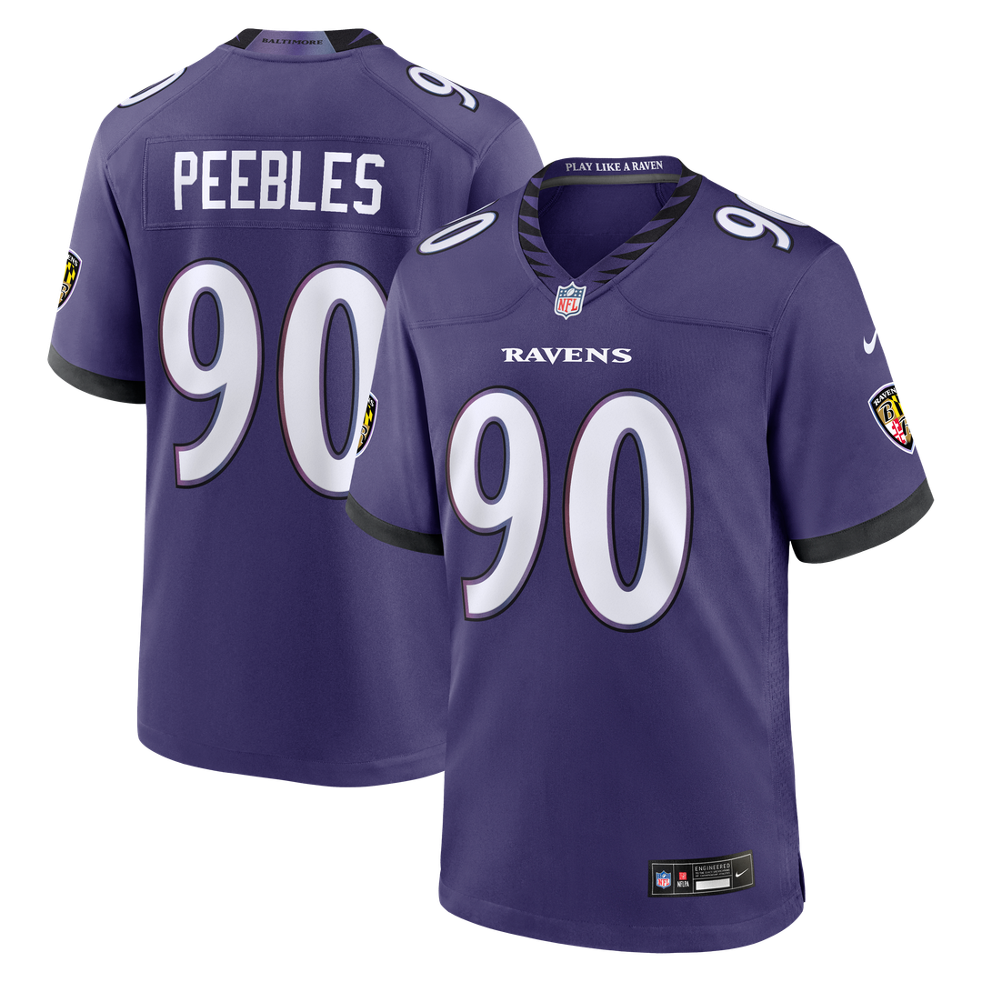 Baltimore Ravens Aeneas Peebles Purple Team Game Jersey product image 1, provided for visual reference and product detail