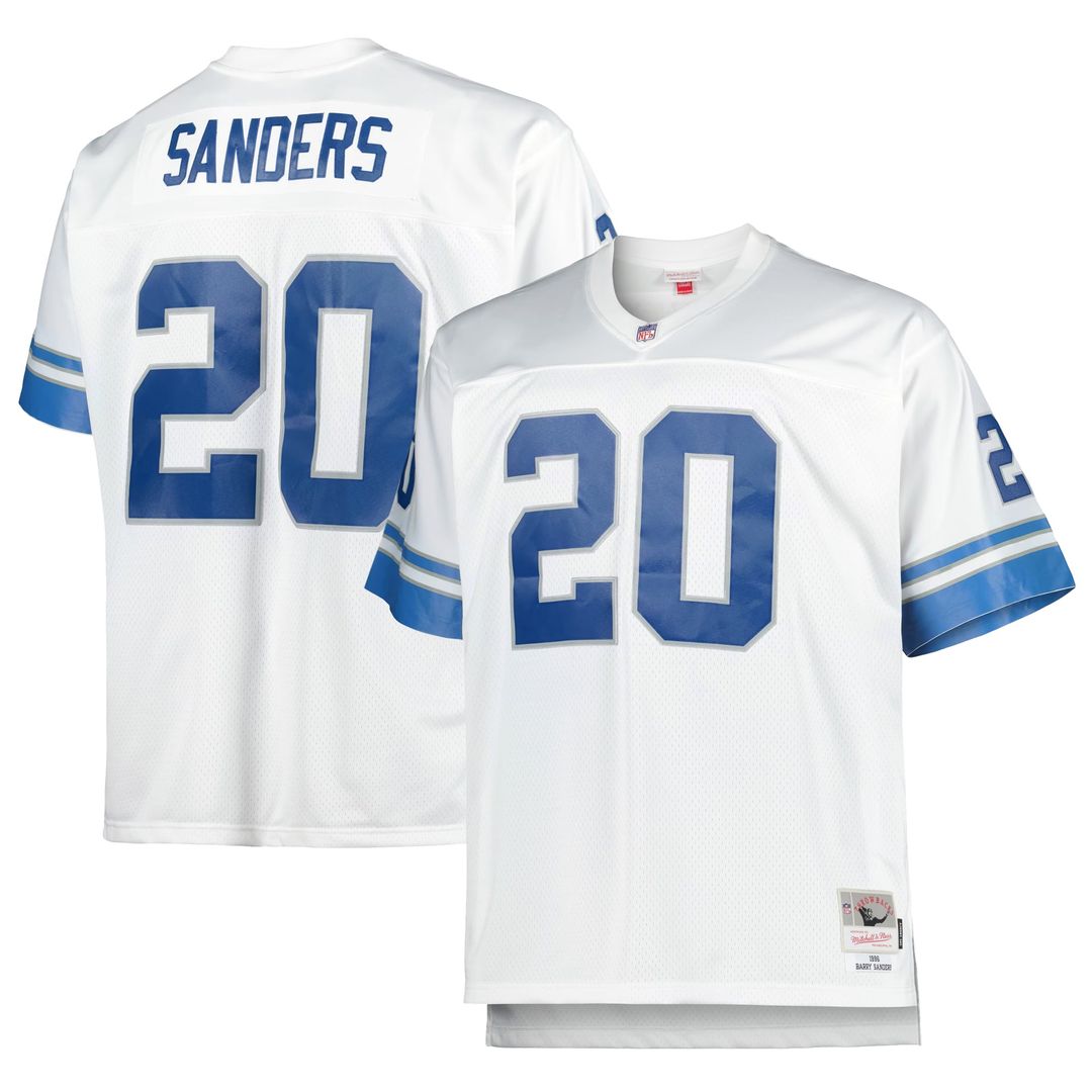 Detroit Lions Barry Sanders White Big & Tall 1996 Retired Player Replica Jersey product image 1, provided for visual