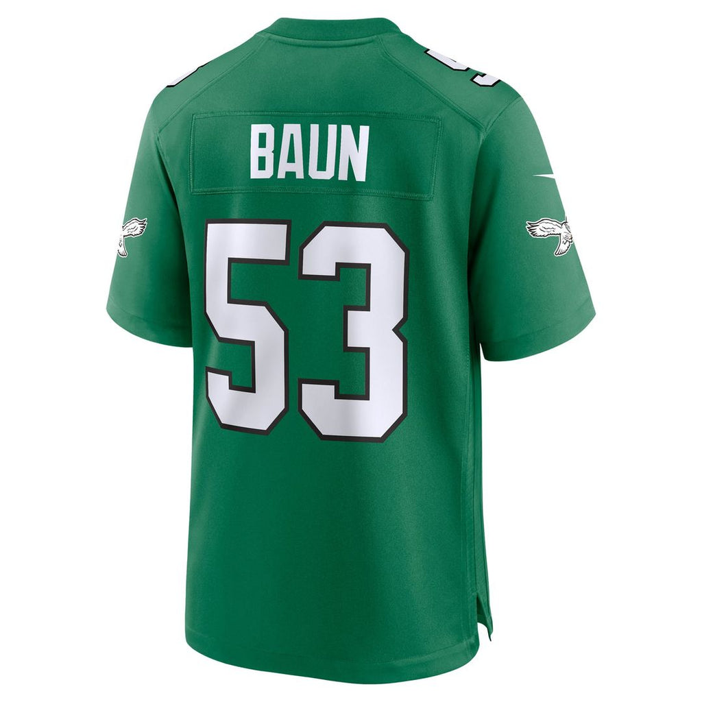 Philadelphia Eagles Zack Baun Kelly Green Alternate Game Jersey product image 3, provided for visual reference and product
