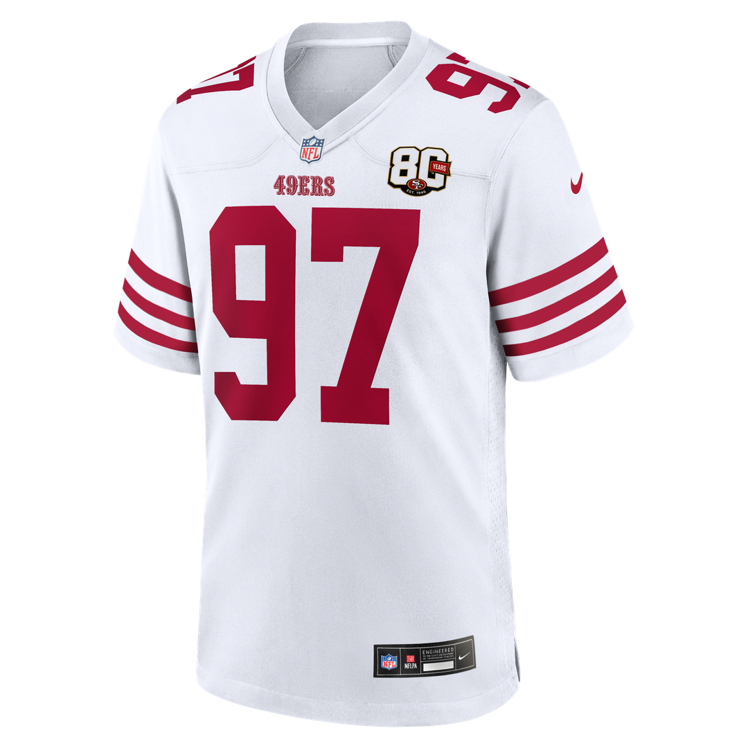 San Francisco 49ers Nick Bosa White 80th Anniversary Game Jersey product image 5, provided for visual reference and product