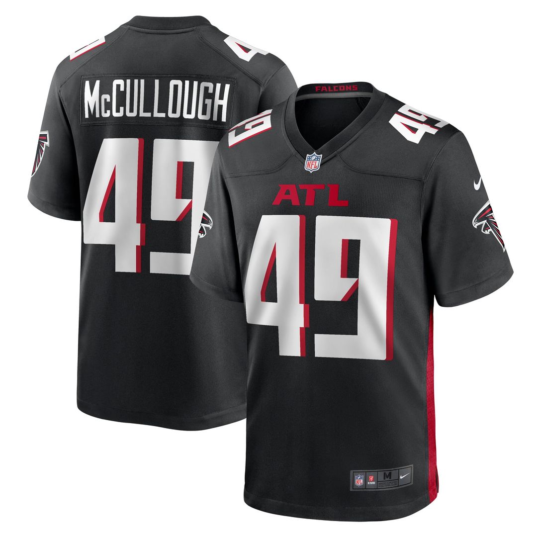 Atlanta Falcons Liam McCullough Black Team Game Jersey product image 1, provided for visual reference and product detail