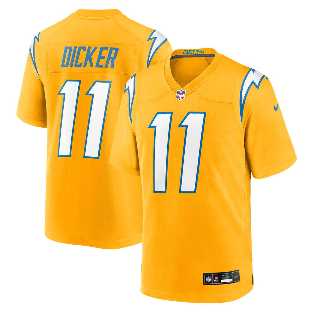 Los Angeles Chargers Cameron Dicker Gold Alternate Game Jersey product image 1, provided for visual reference and product