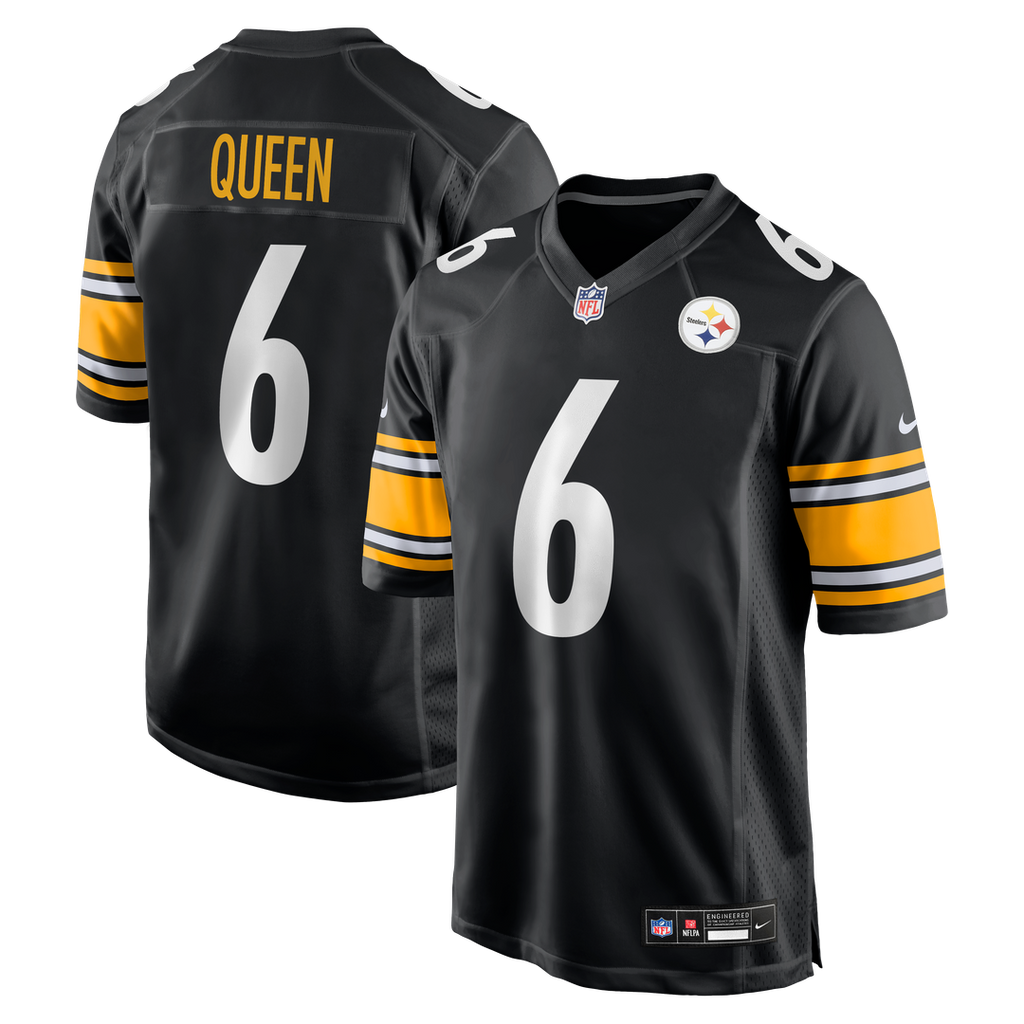 Pittsburgh Steelers Patrick Queen Black Game Jersey product image 1, provided for visual reference and product detail review