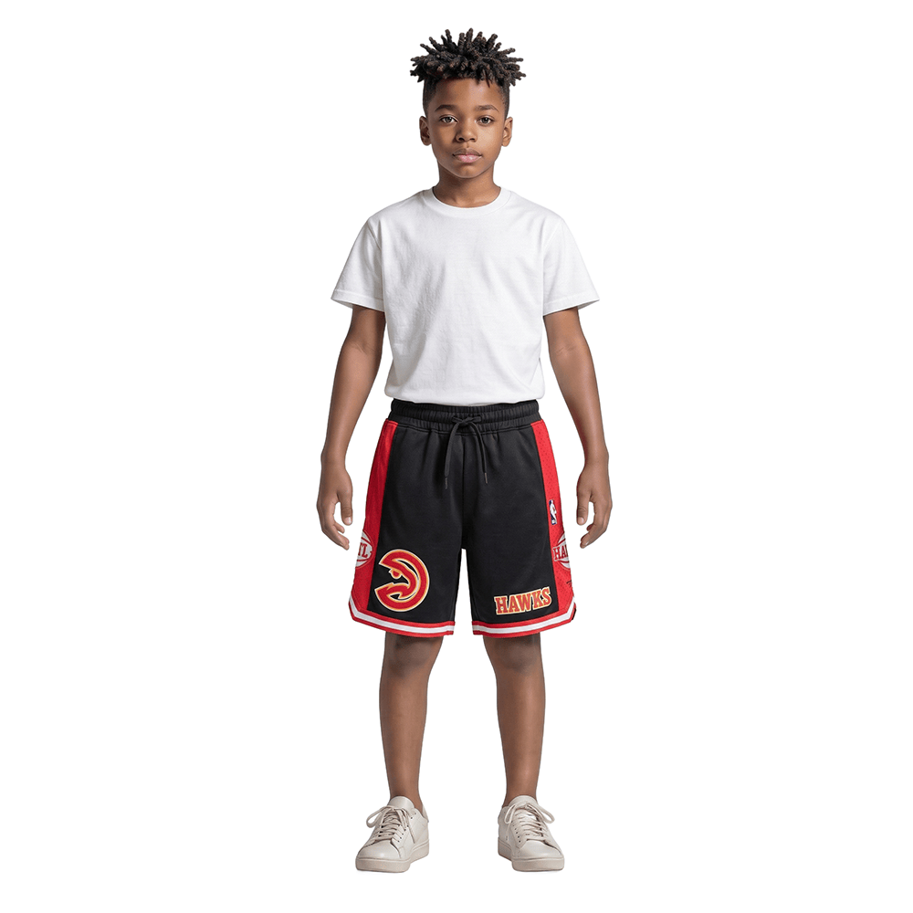 NBA Atlanta Hawks Classic Big Boy'S Fleece 2.0 Short (Black/Red) product image 3, provided for visual reference and product