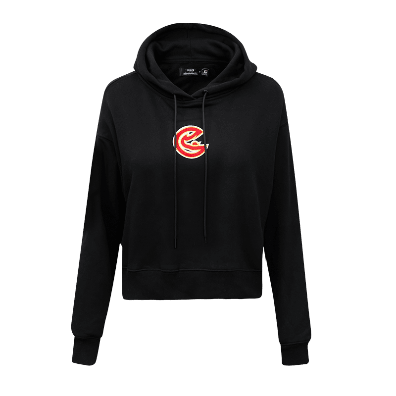 NBA ATLANTA HAWKS CLASSIC Women CROPPED PULLOVER HOODIE (BLACK) product image 1, provided for visual reference and product