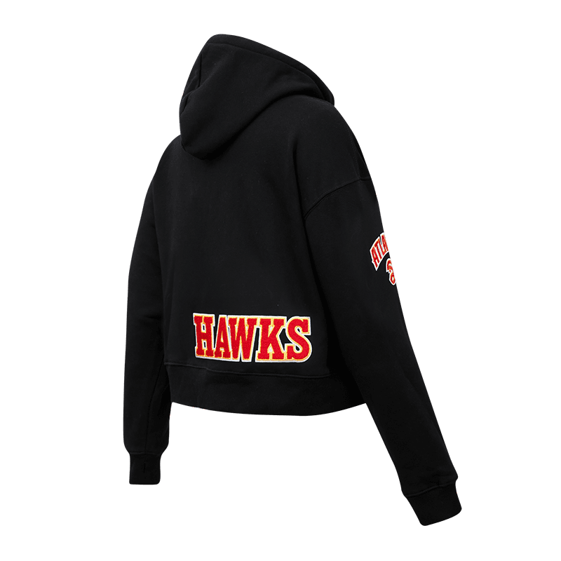NBA ATLANTA HAWKS CLASSIC Women CROPPED PULLOVER HOODIE (BLACK) product image 2, provided for visual reference and product