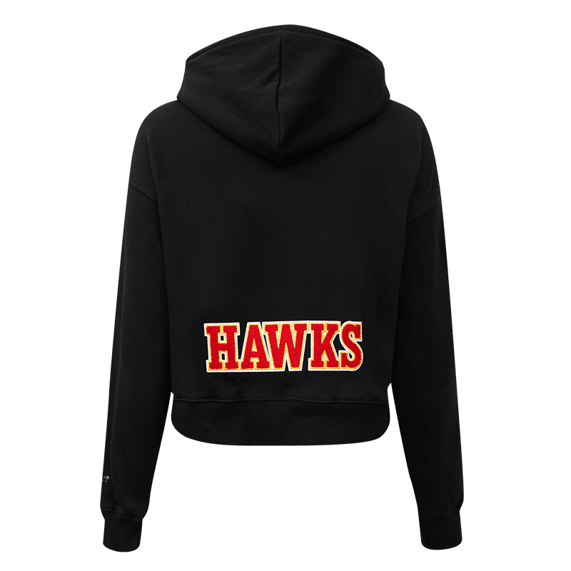 NBA ATLANTA HAWKS CLASSIC Women CROPPED PULLOVER HOODIE (BLACK) product image 3, provided for visual reference and product