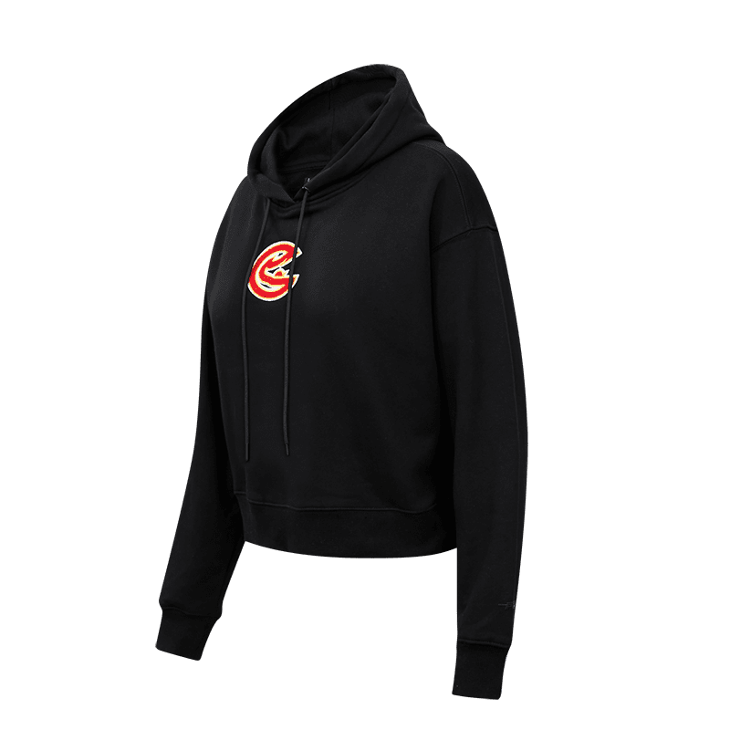 NBA ATLANTA HAWKS CLASSIC Women CROPPED PULLOVER HOODIE (BLACK) product image 4, provided for visual reference and product