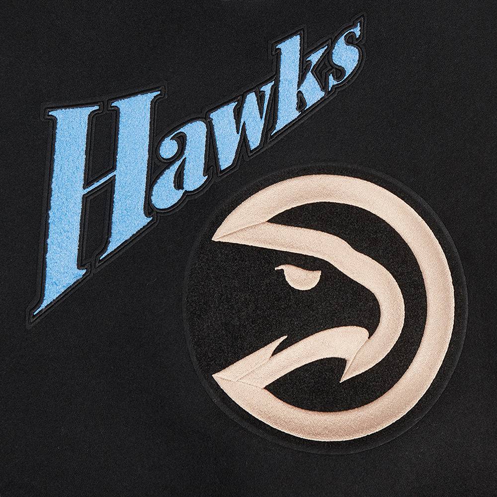 NBA ATLANTA HAWKS CITY EDITION 24-25 Women RIB WOOL VARSITY JACKET (BLACK/WHITE) product image 9, provided for visual
