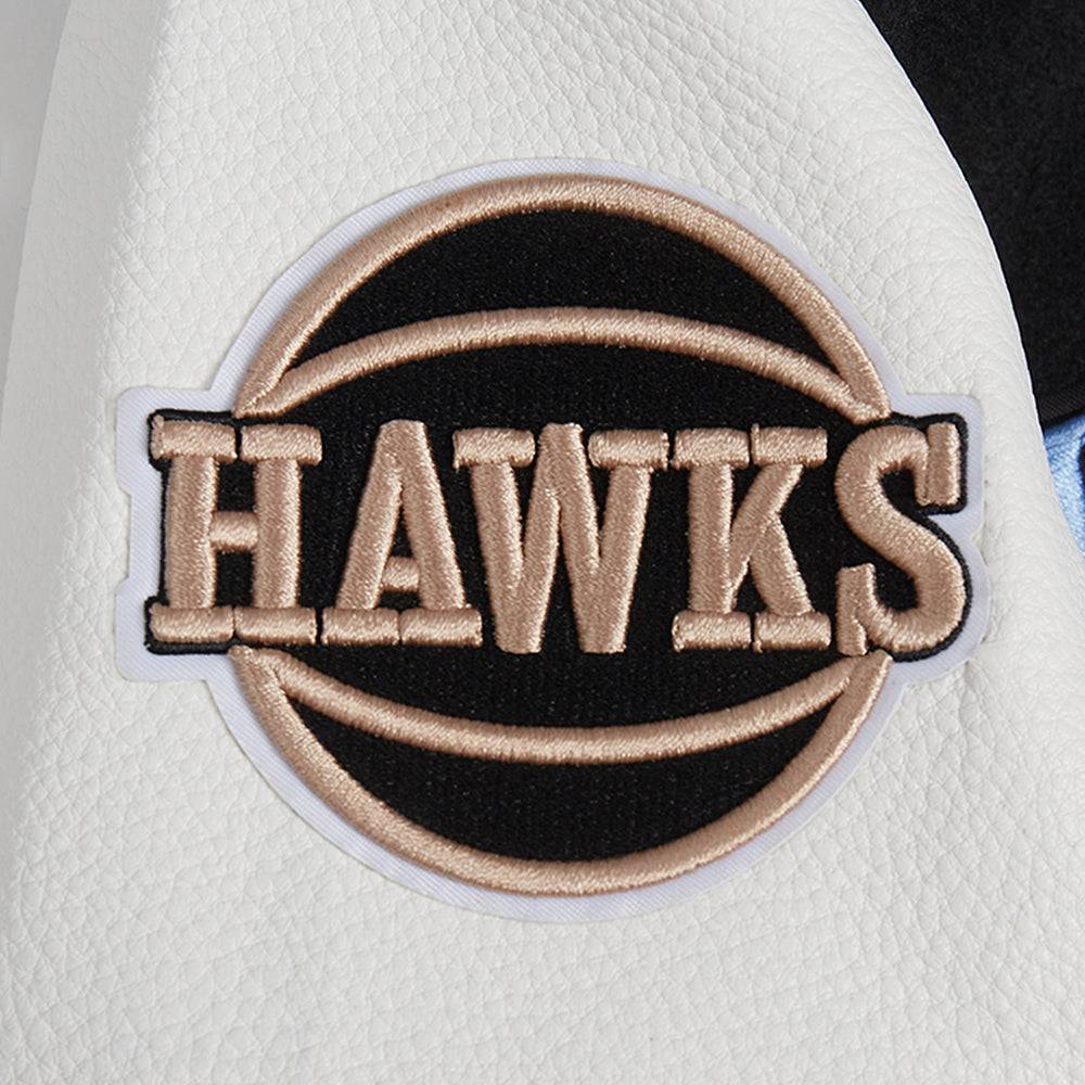 NBA ATLANTA HAWKS CITY EDITION 24-25 Women RIB WOOL VARSITY JACKET (BLACK/WHITE) product image 8, provided for visual