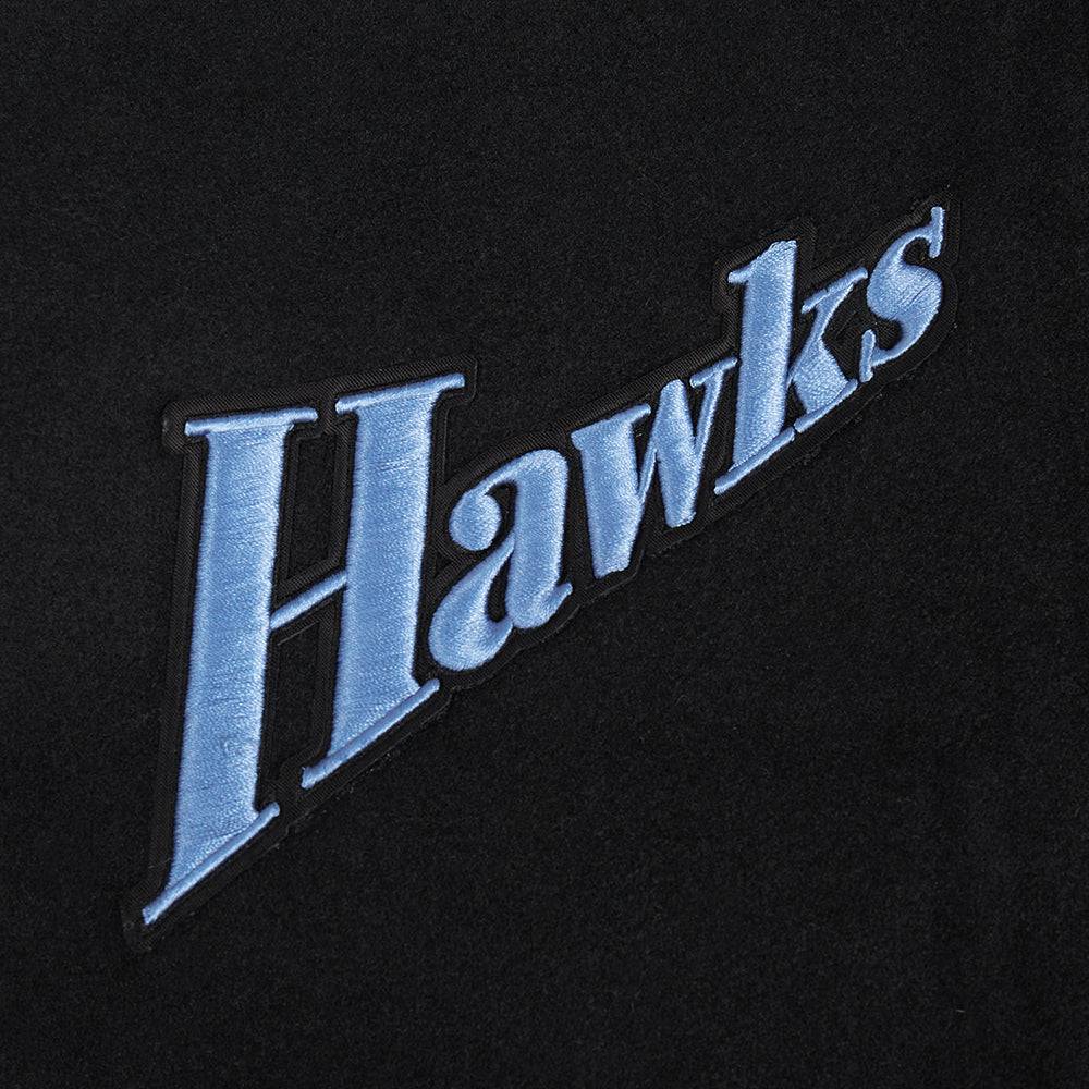 NBA ATLANTA HAWKS CITY EDITION 24-25 Women RIB WOOL VARSITY JACKET (BLACK/WHITE) product image 5, provided for visual