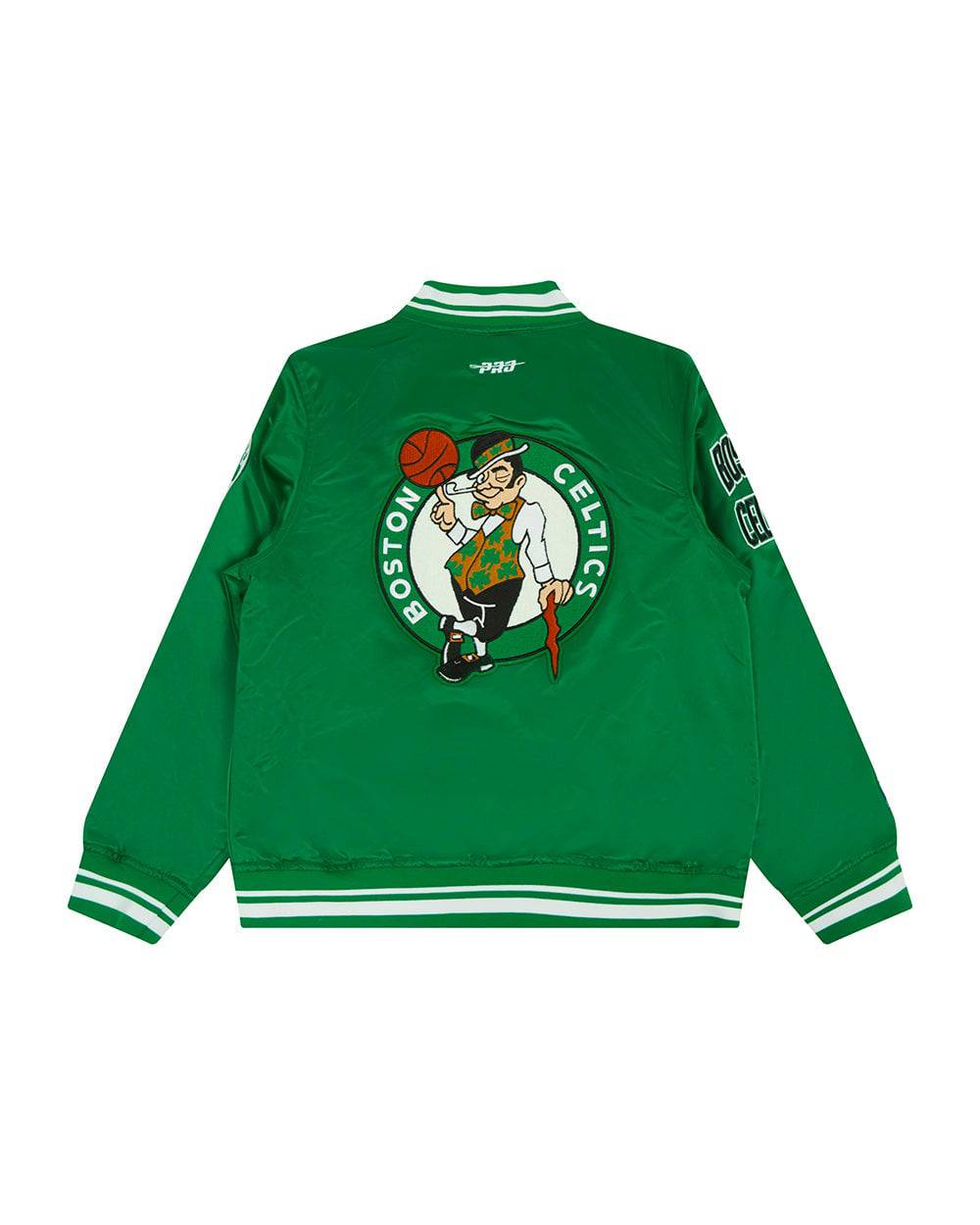 NBA Boston Celtics Retro Classic Big Boy'S Rib Satin Jacket (Kelly Green) product image 2, provided for visual reference and