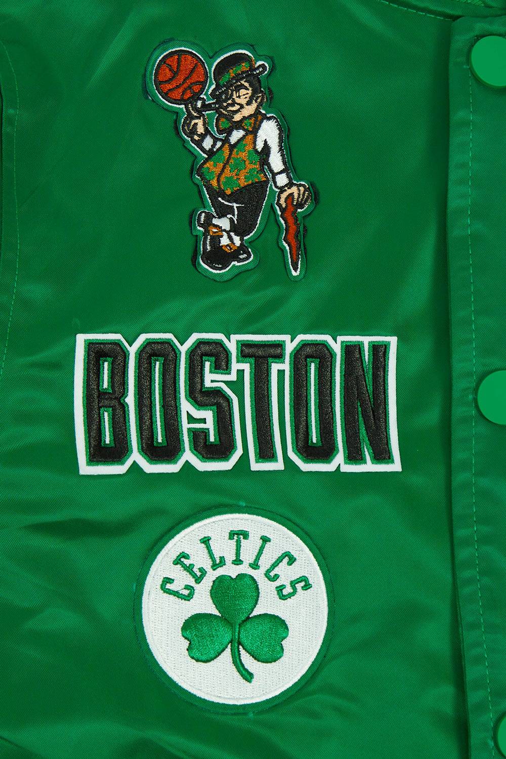NBA Boston Celtics Retro Classic Big Boy'S Rib Satin Jacket (Kelly Green) product image 4, provided for visual reference and