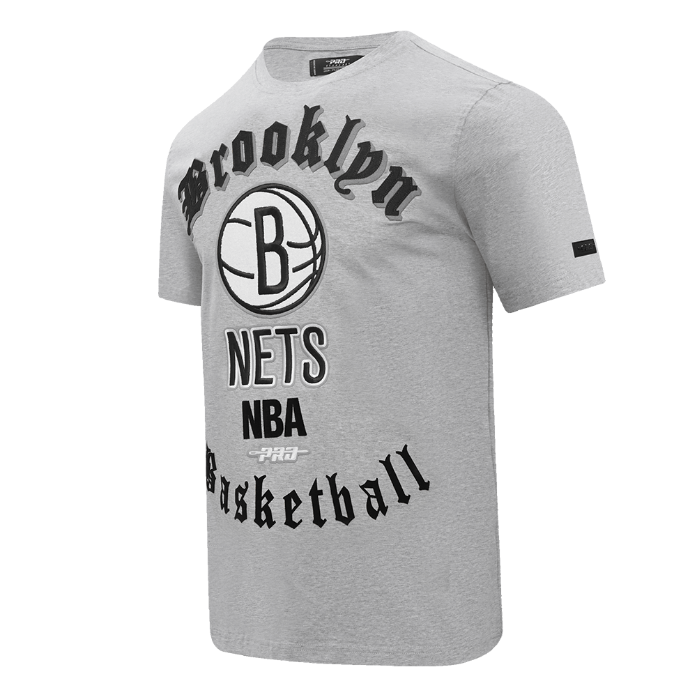 NBA BROOKLYN NETS OLD ENGLISH Men T-Shirt (HEATHER GREY) product image 2, provided for visual reference and product detail