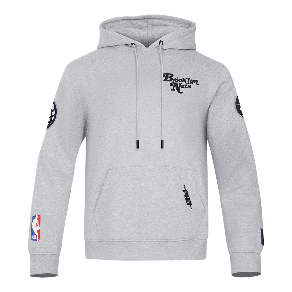 NBA BROOKLYN NETS SOUVENIR Men FLEECE PULLOVER HOODIE (HEATHER GREY) product image 1, provided for visual reference and