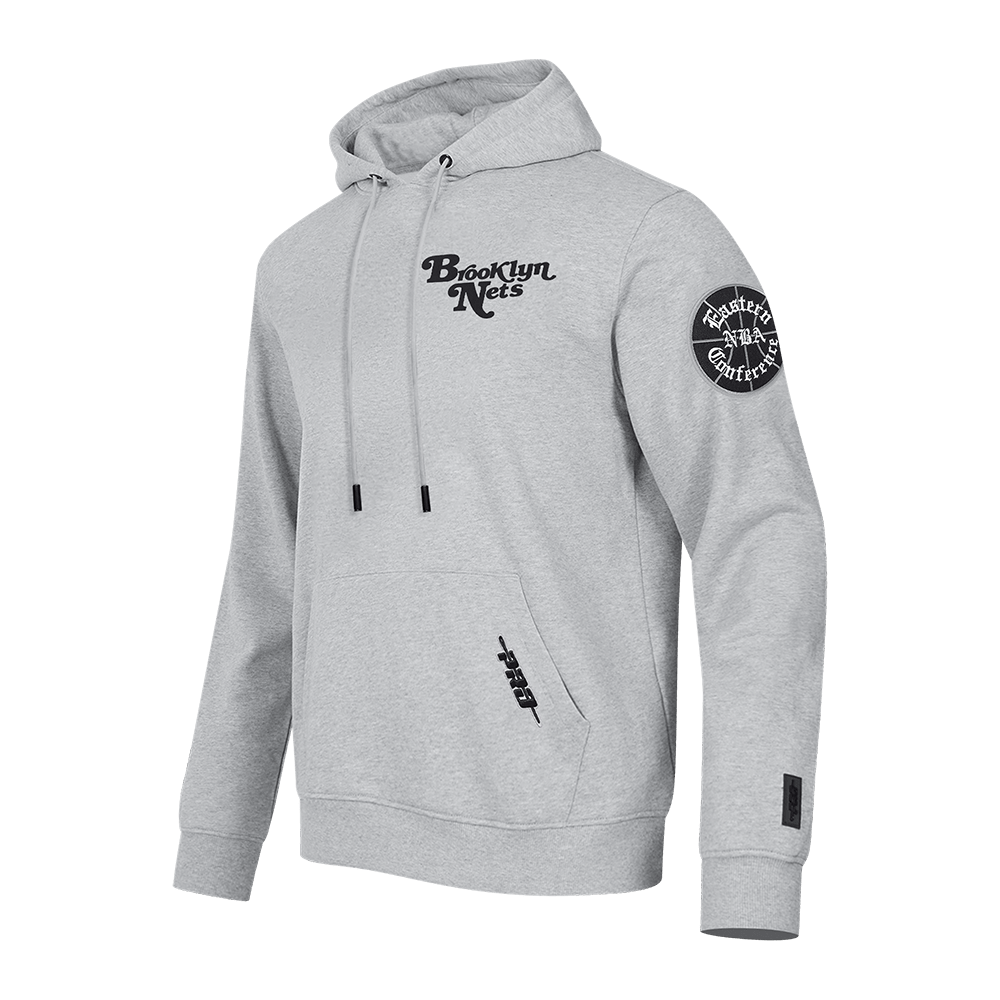 NBA BROOKLYN NETS SOUVENIR Men FLEECE PULLOVER HOODIE (HEATHER GREY) product image 2, provided for visual reference and